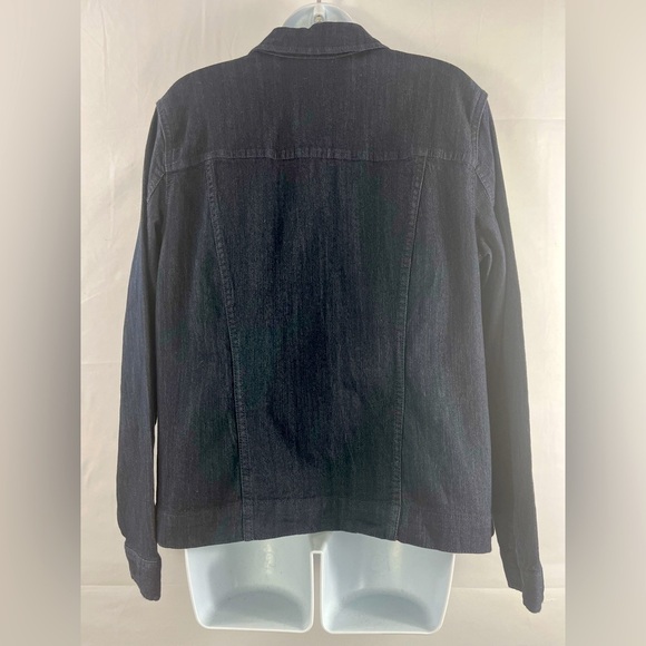 CROFT & Barrow Women's Dark Wash Button Front Stretch Denim Jacket Size L - Picture 3 of 6